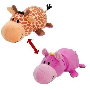 FlipaZoo™soft & snuggly plush toy transforms from rhino to giraffe w/just a flip